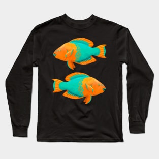 Tropical Coral Reef Rainbow Parrotfish in Digital Long Sleeve T-Shirt